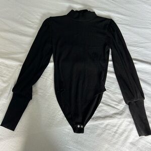 Black Mock Neck Long Sleeve Bodysuit